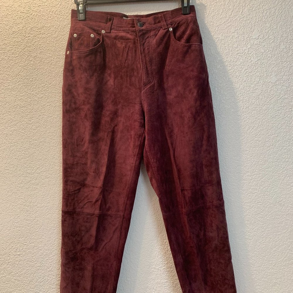 St John's Bay washable suede pants size 10 cranberry pre owned excellent cond